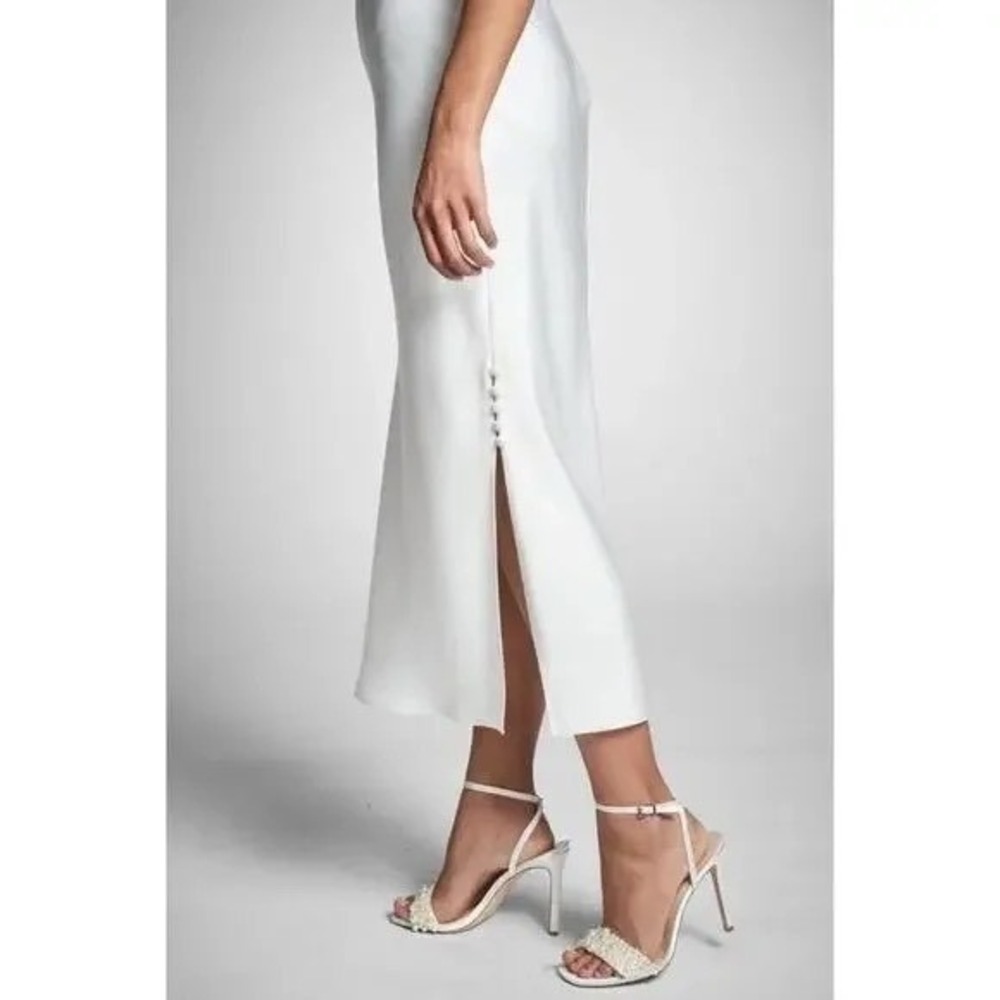 Sachin & Babi NEW Dylan Dress Cowl Neck Midi Slip Dress Ivory Button Slit Sz 4 - Picture 3 of 13